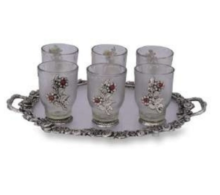 6 glasses with tray 
