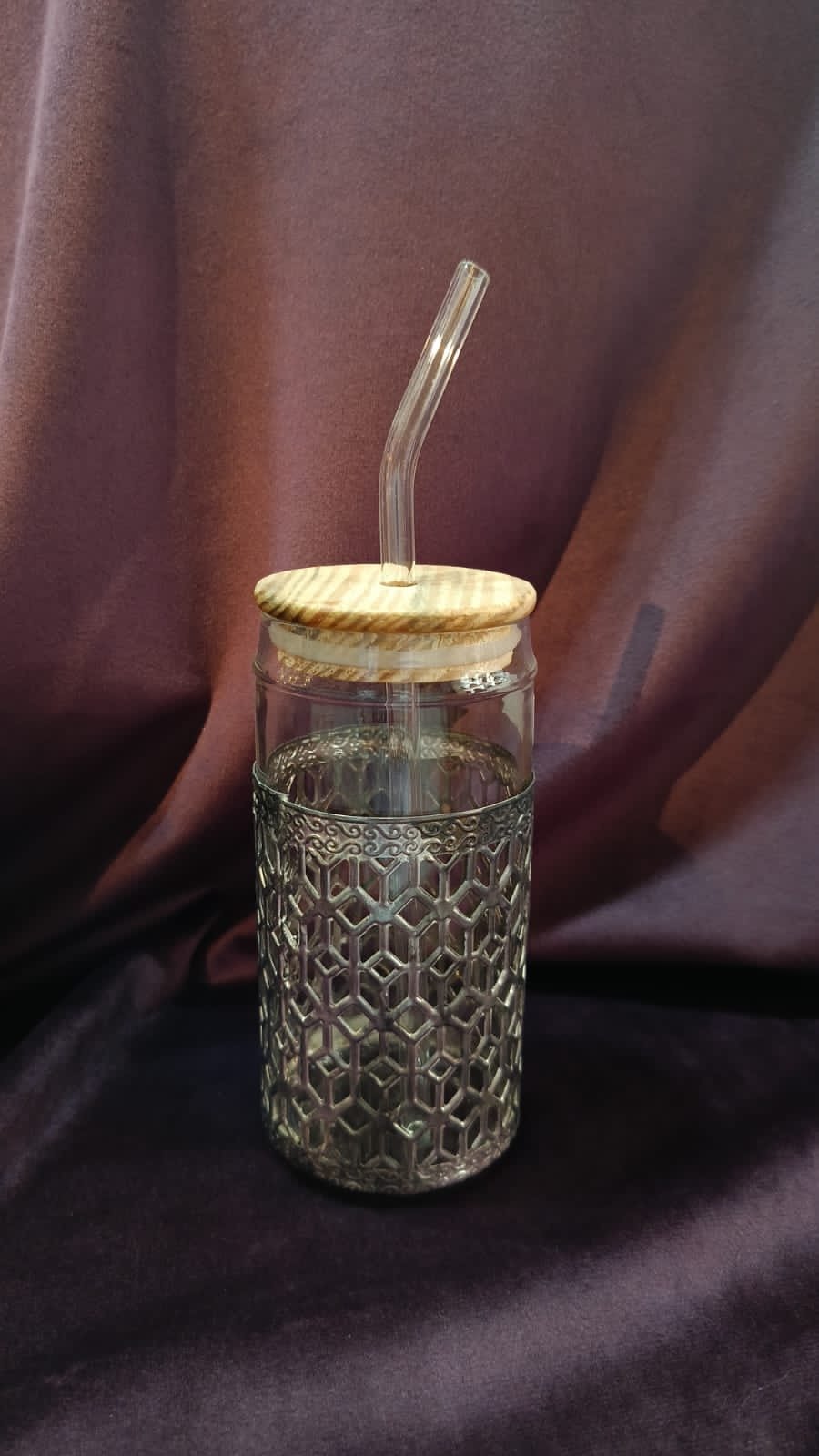 Glass sipper in German silver 