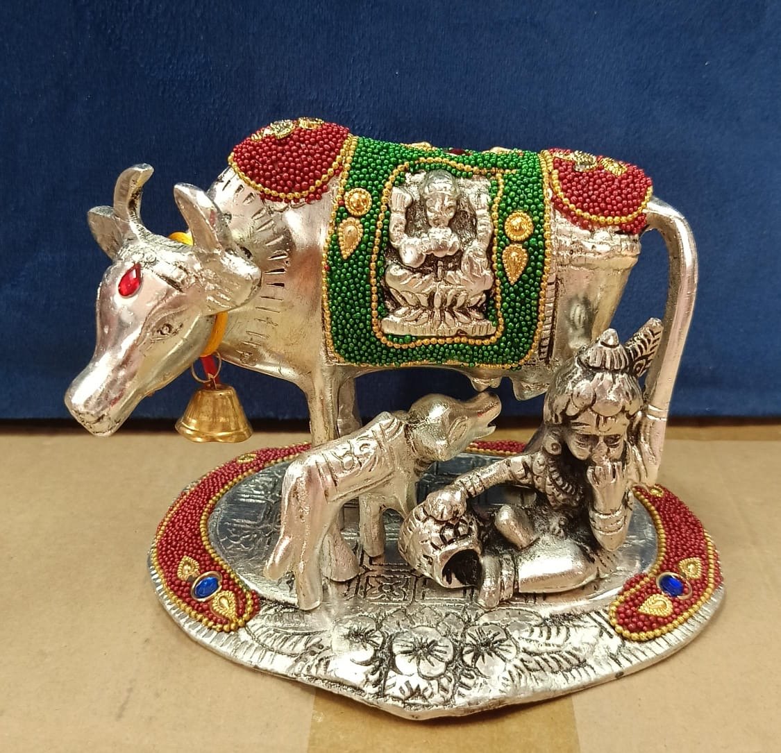 Cow With calf in German silver 